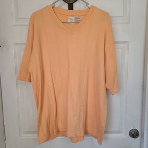 (442) Bill Robinson Woman's Short Sleeve V-Neck Pullover Blouse, Size: L Orange